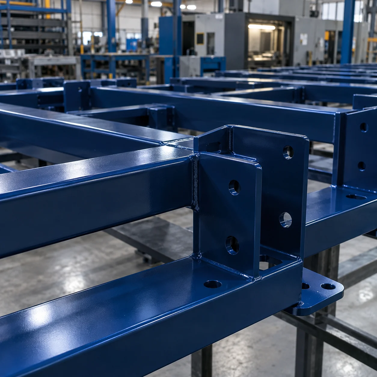 Structures métalliques protégées par une finition bleu nuit