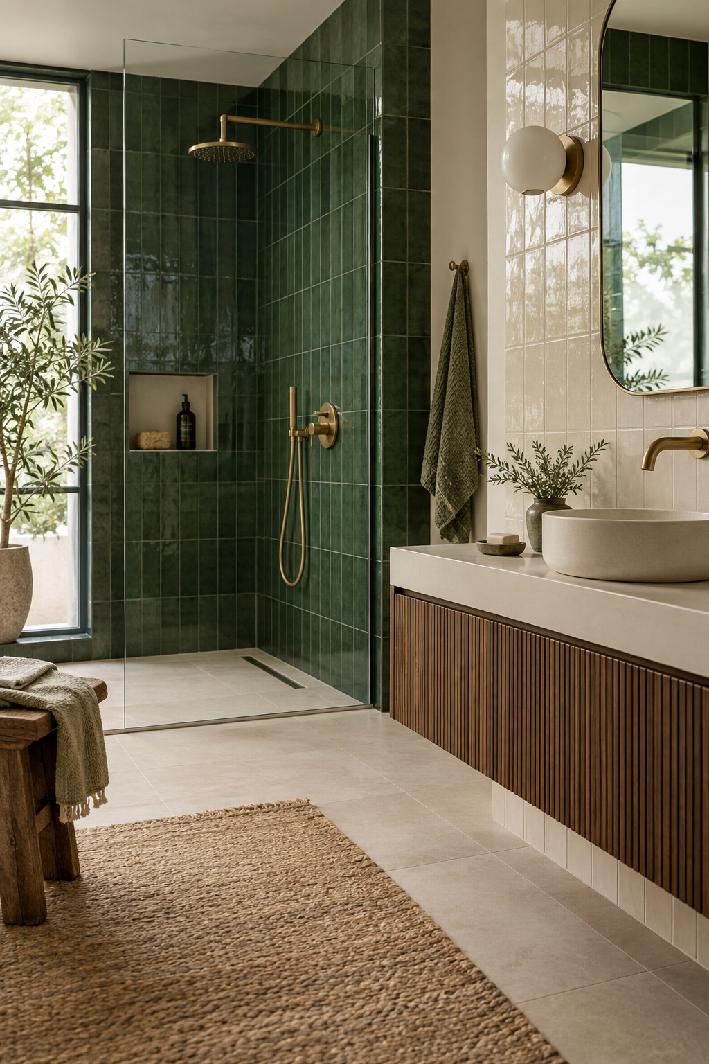 Salle de bain aux surfaces rénovées